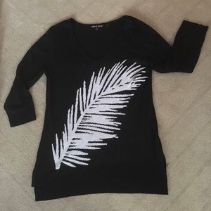 Cable and Gauge Black with White Feather Sweater